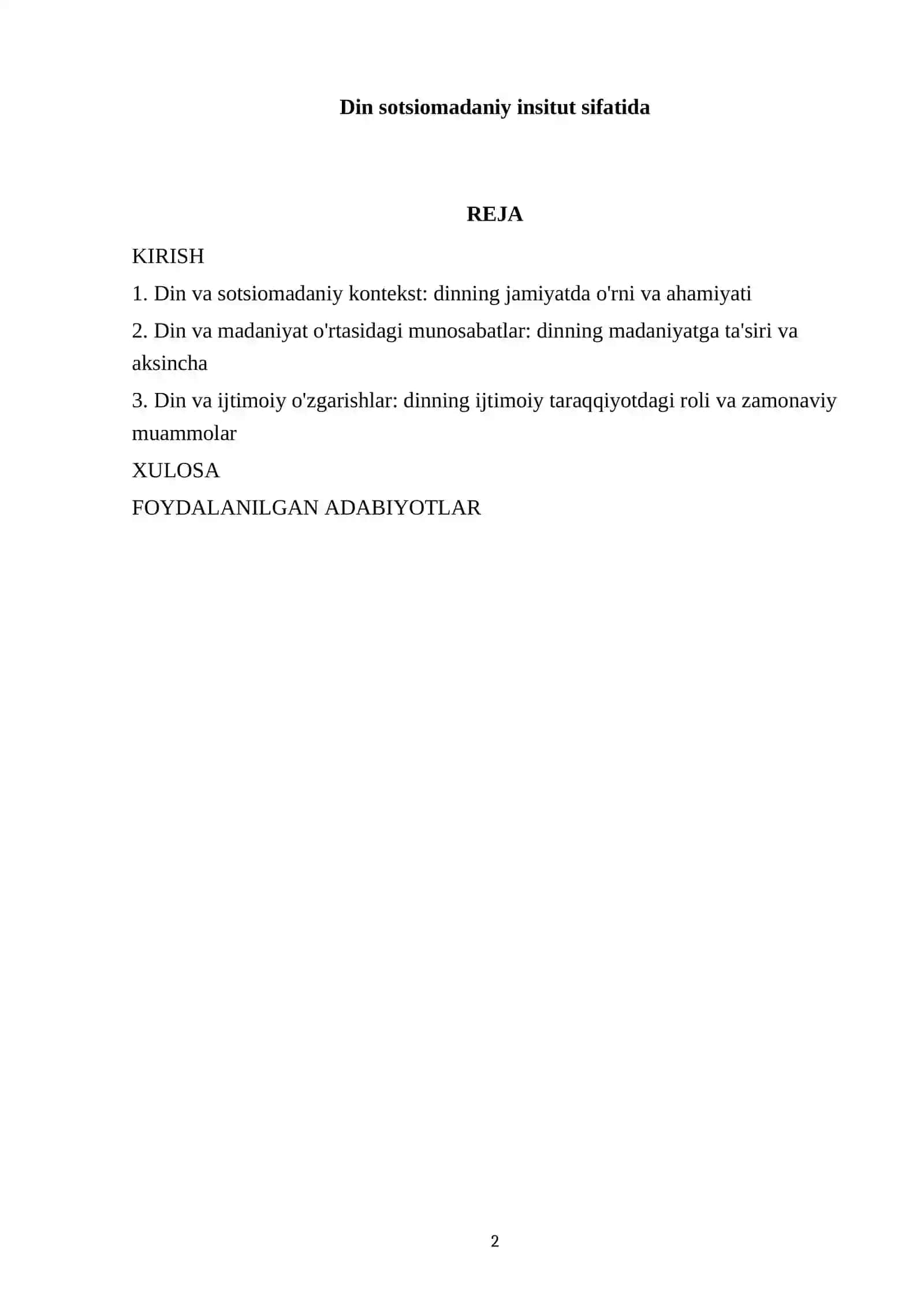 Din sotsiomadaniy insitut sifatida 2