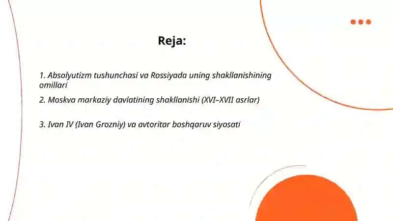 Rossiyada absolyutizmning shakllanishi 2