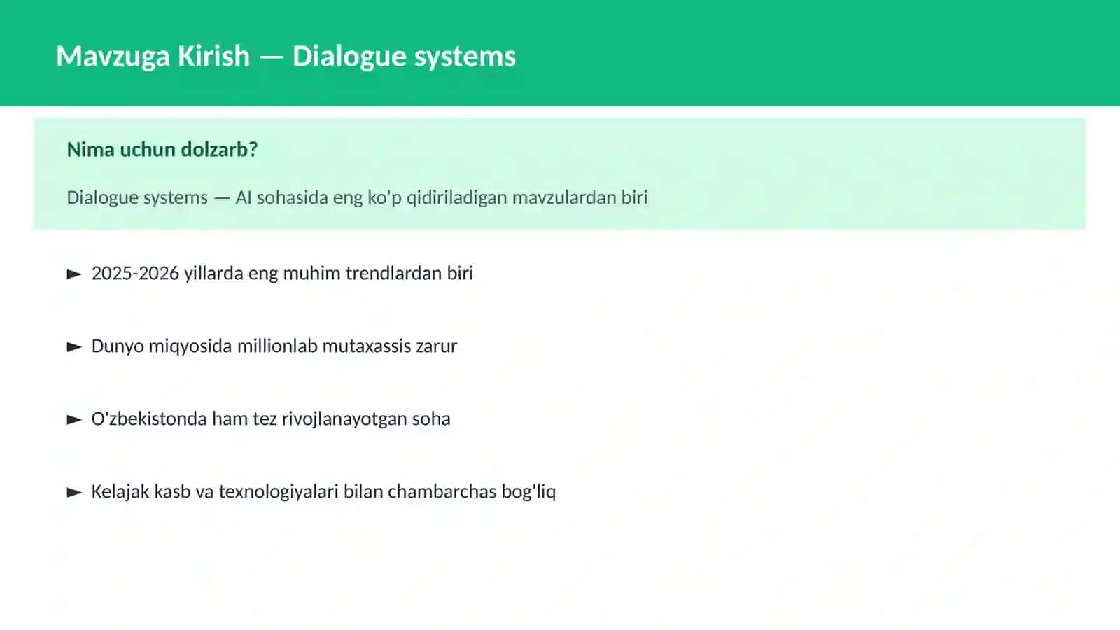 Dialogue systems 2