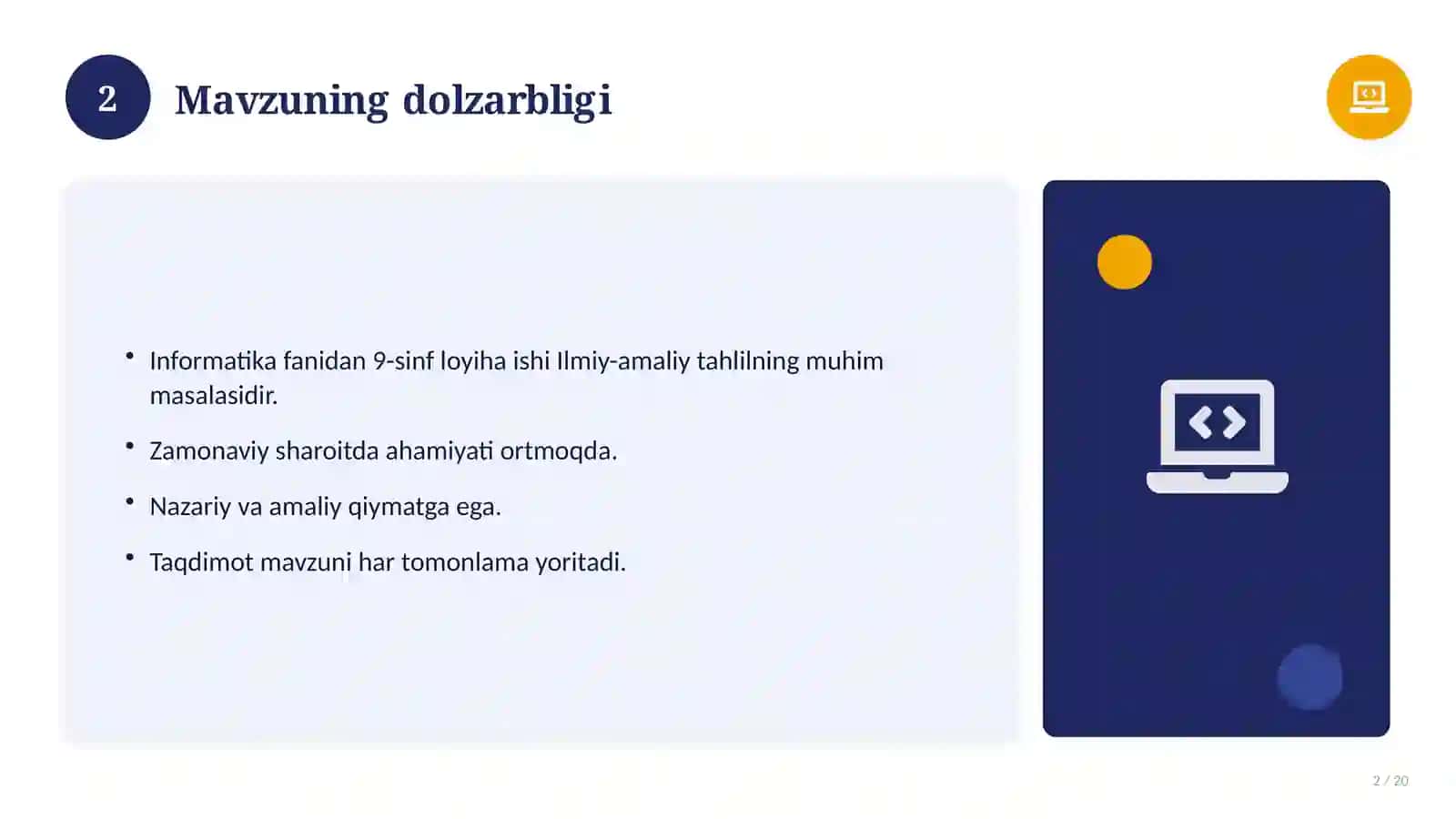 Informatika fanidan 9-sinf loyiha ishi 2