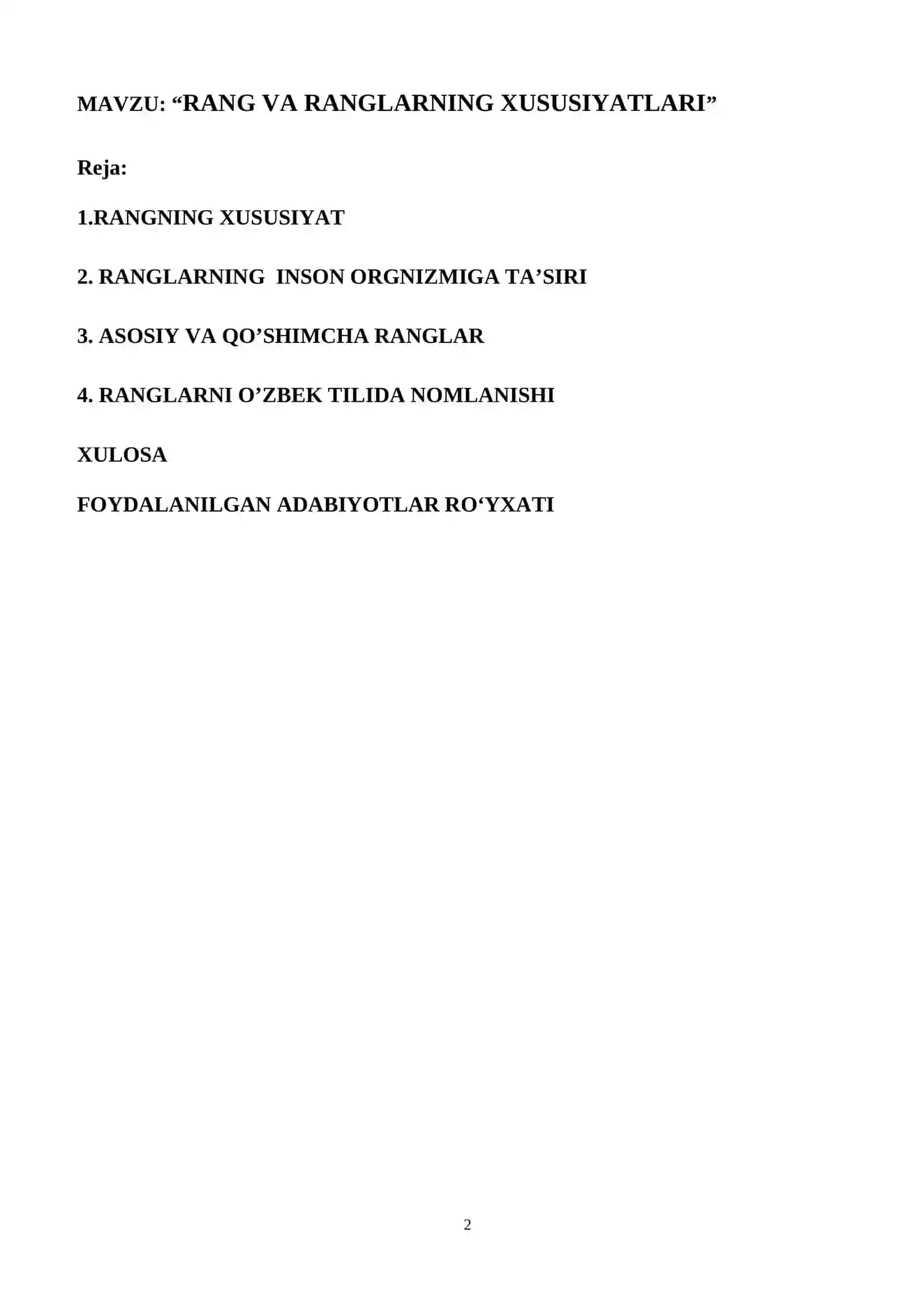 RANG VA RANGLARNING XUSUSIYATLARI 2