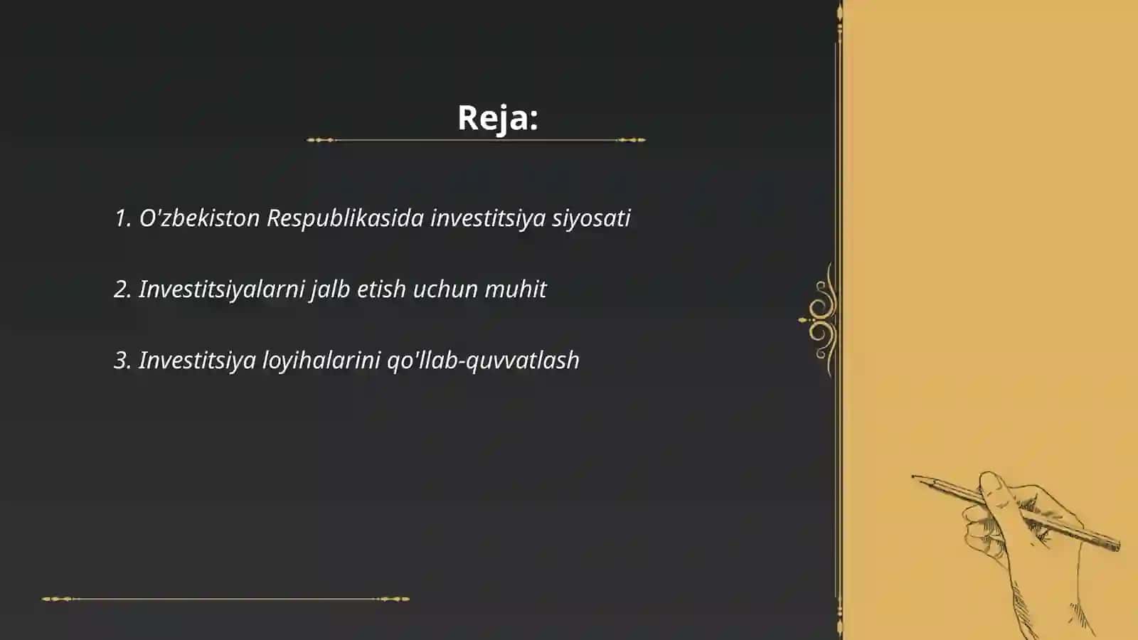 O'zbekiston Respublikasi investitsiya siyosati 2