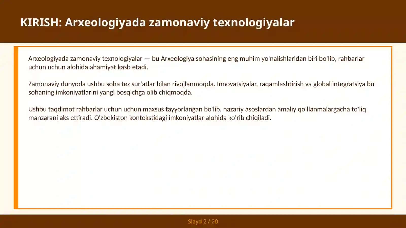 ARXEOLOGIYADA ZAMONAVIY TEXNOLOGIYALAR 2