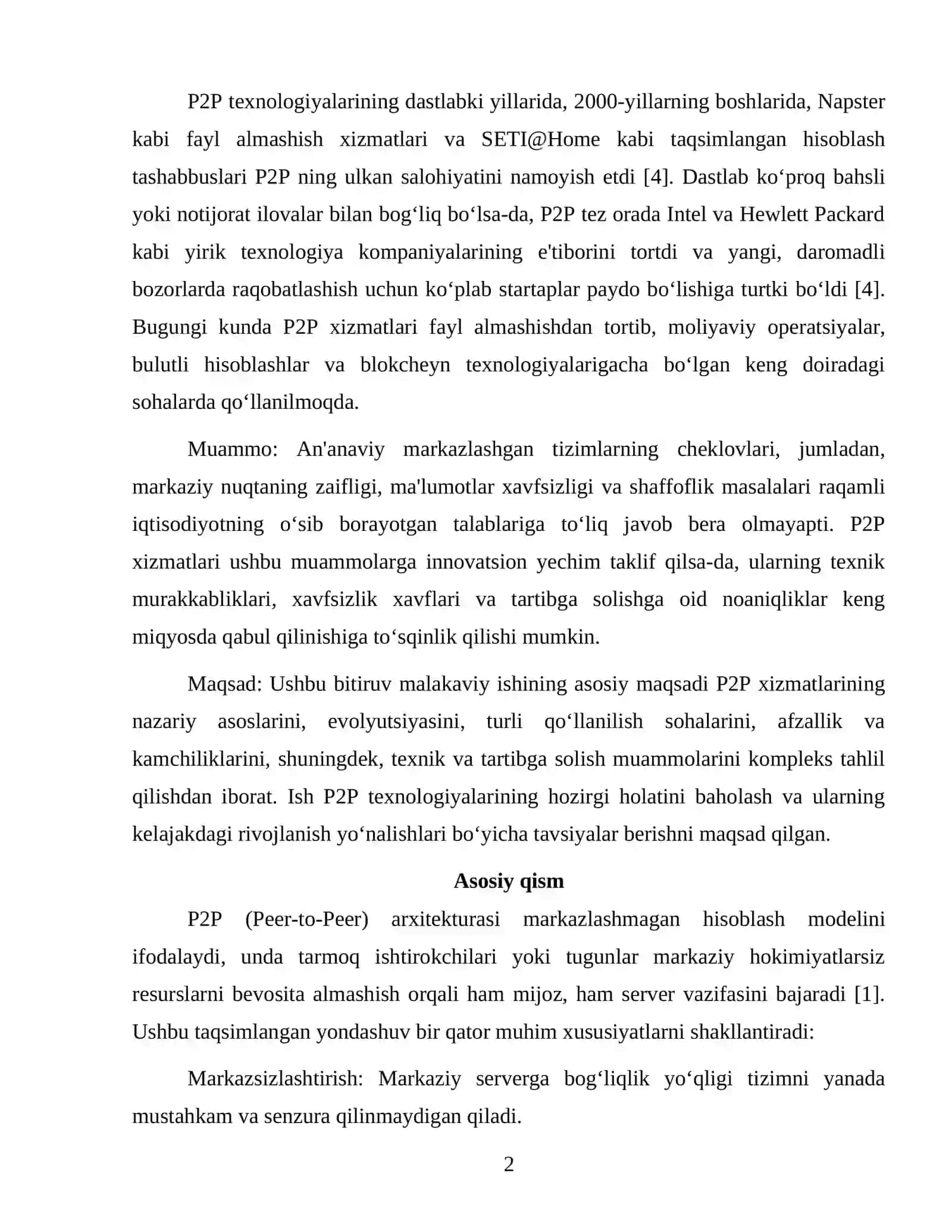 Peer-to-peer (P2P) xizmati 2