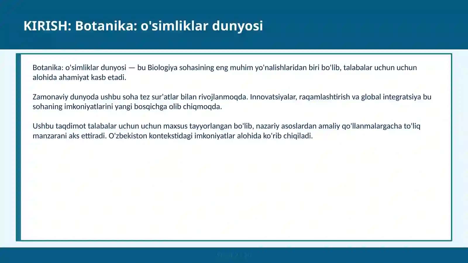 Botanika: O'Simliklar Dunyosi 2