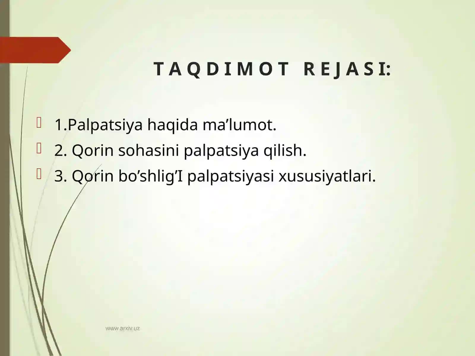 Palpatsiya Bemornh tekshirish usullari 2