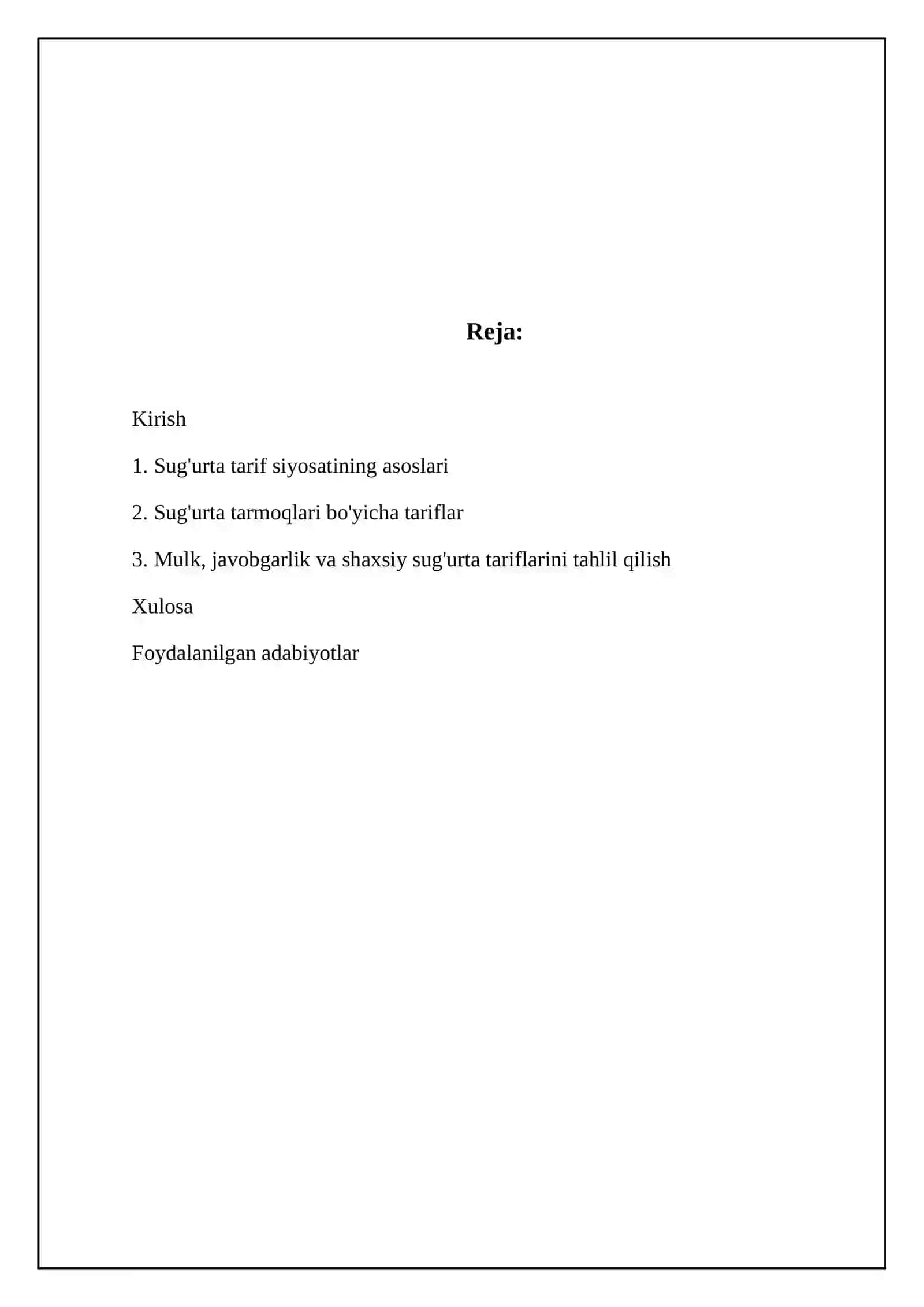 Sug'urtada tarif siyosati 2