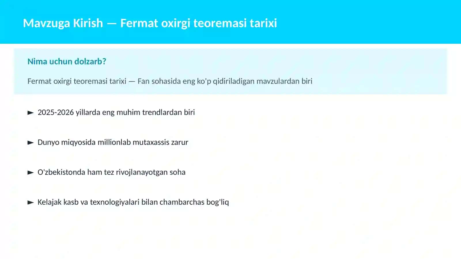 Fermat oxirgi teoremasi tarixi 2