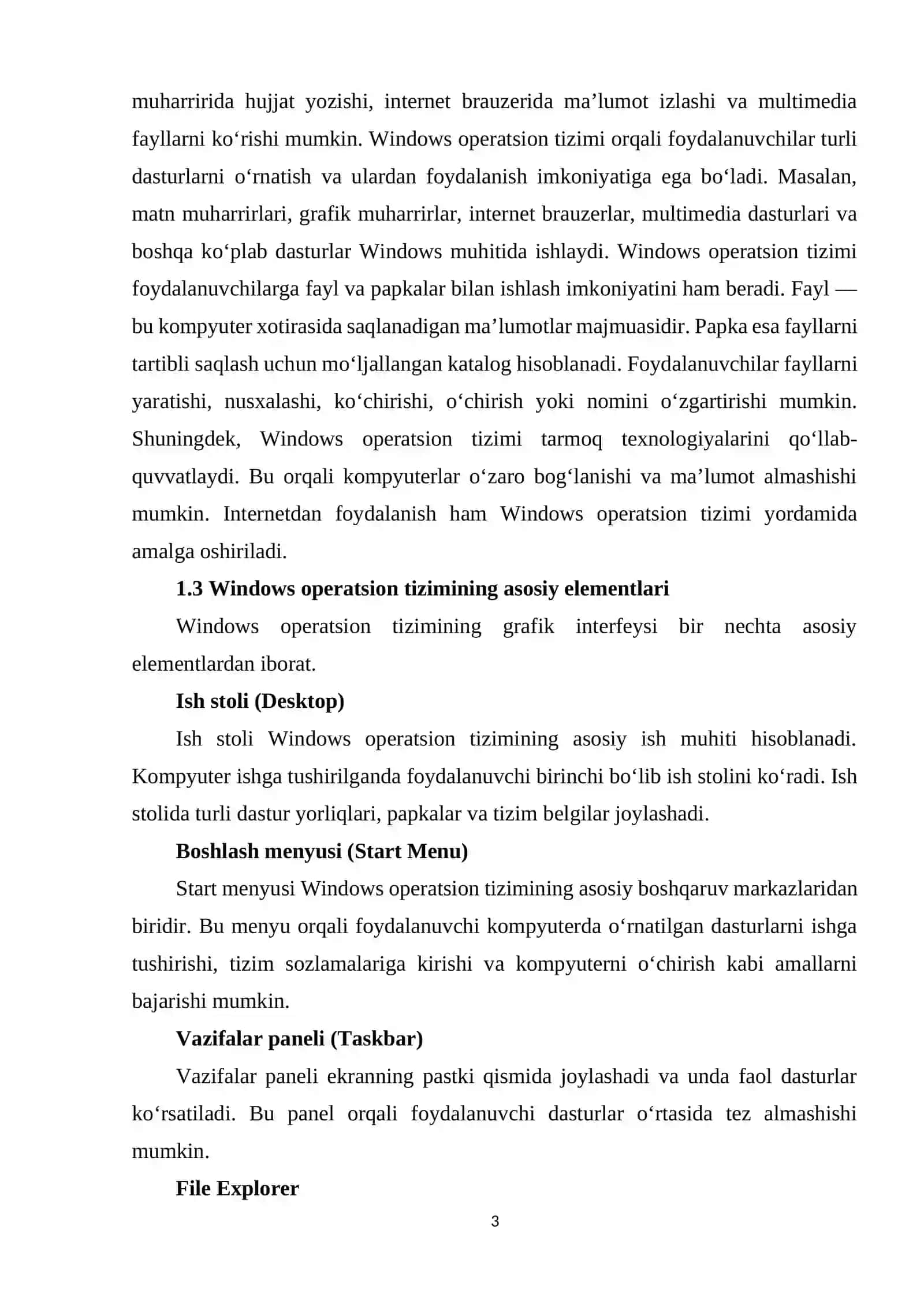 Windows operatsion tizimlar va ular bilan ishlash 3