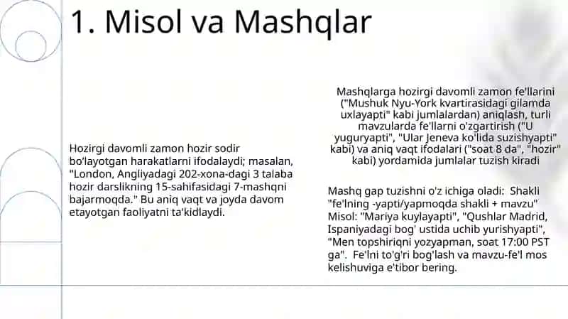 Hozirgi davomli zamon 3
