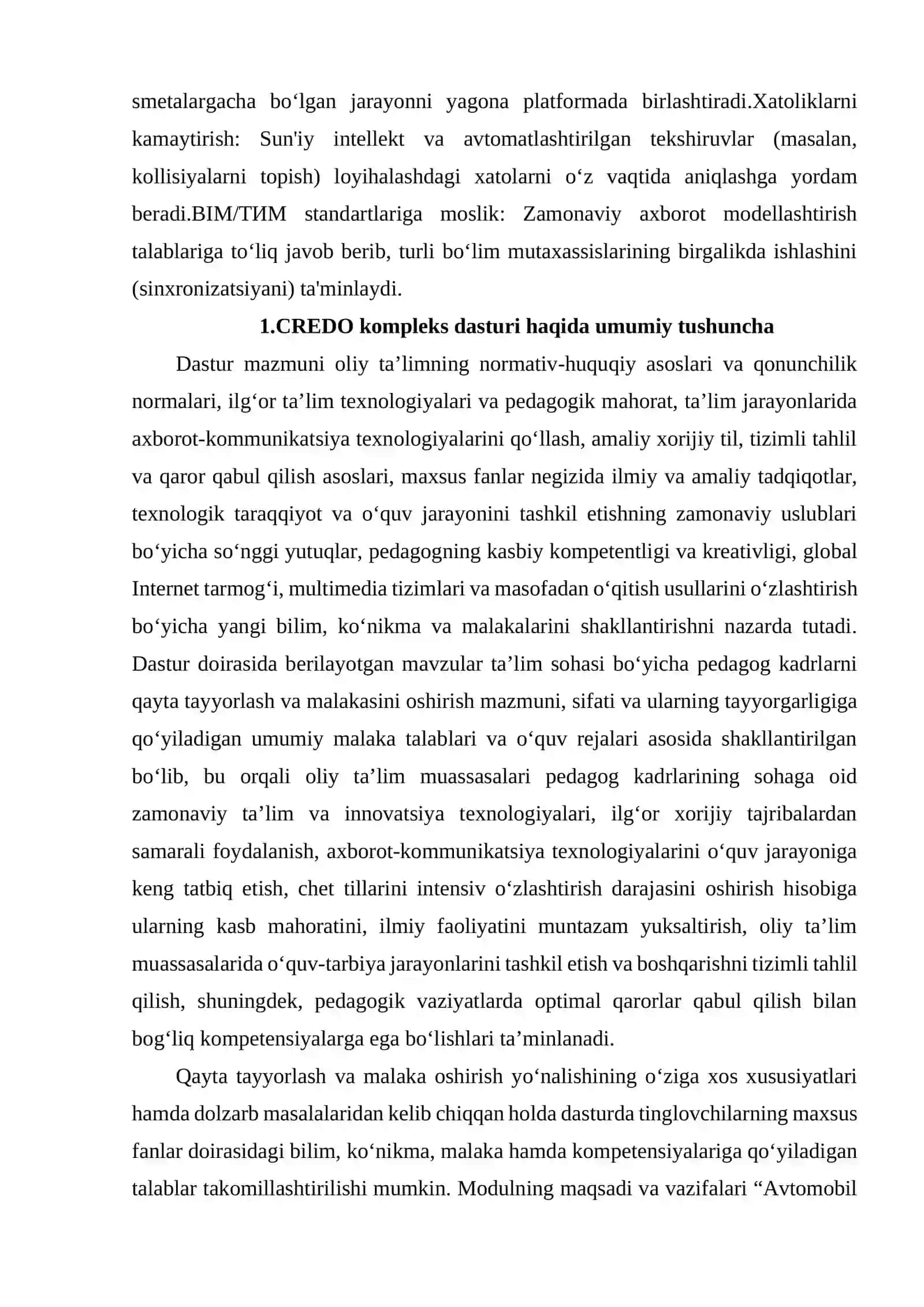 CREDO KOMPLEKS DASTURI VA FUNKSIONAL IMKONIYATLARI 3