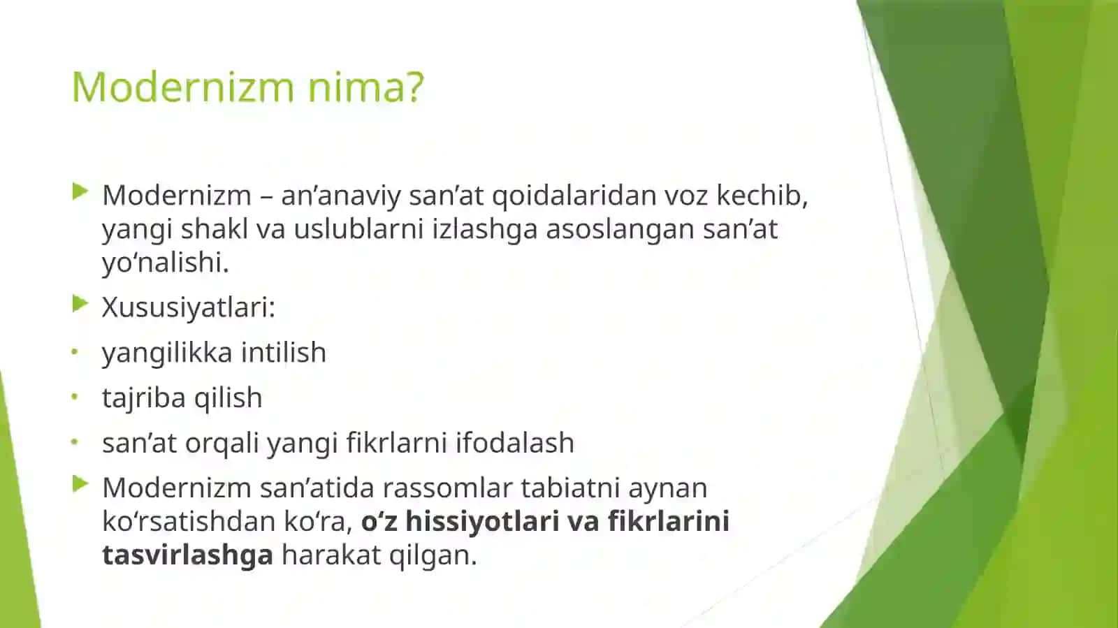 Moderizm va Zamonaviy san’at 3