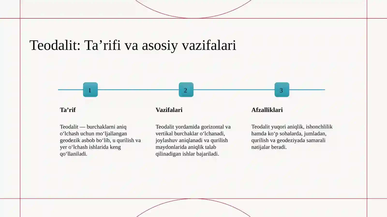 Teodalit, Teodalit bilan burchak o'lchash 3