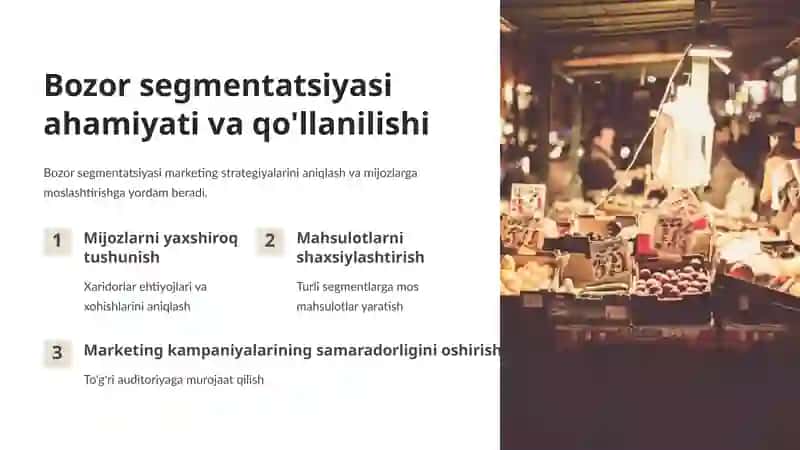 Bozor segmentatsiyasi va istemolchilar xulq -atvorini o'rganish 3