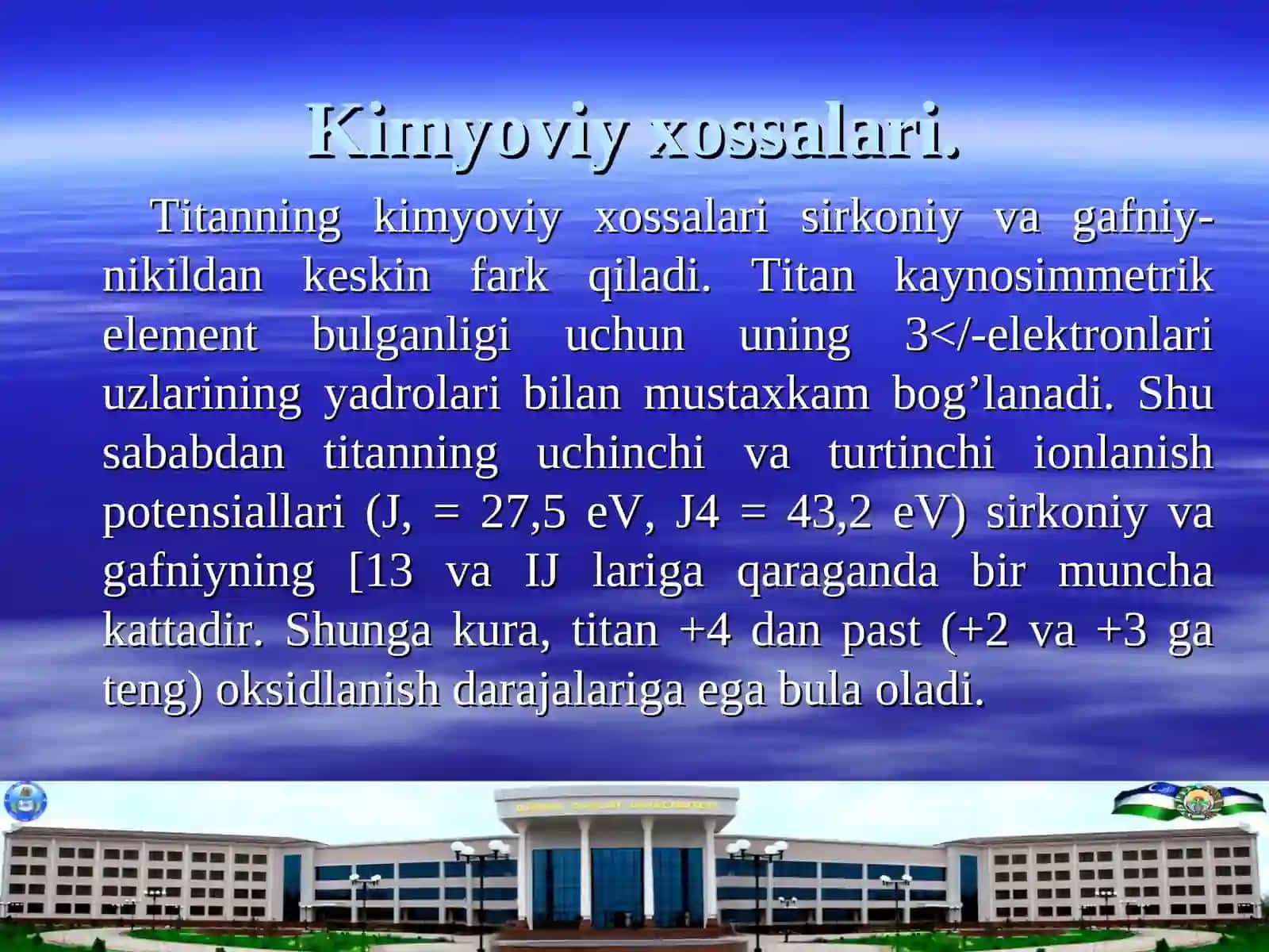 IV guruhning d-elementlari. elementlarning umumiy tavsifi. atomlarning tuzilishi 3