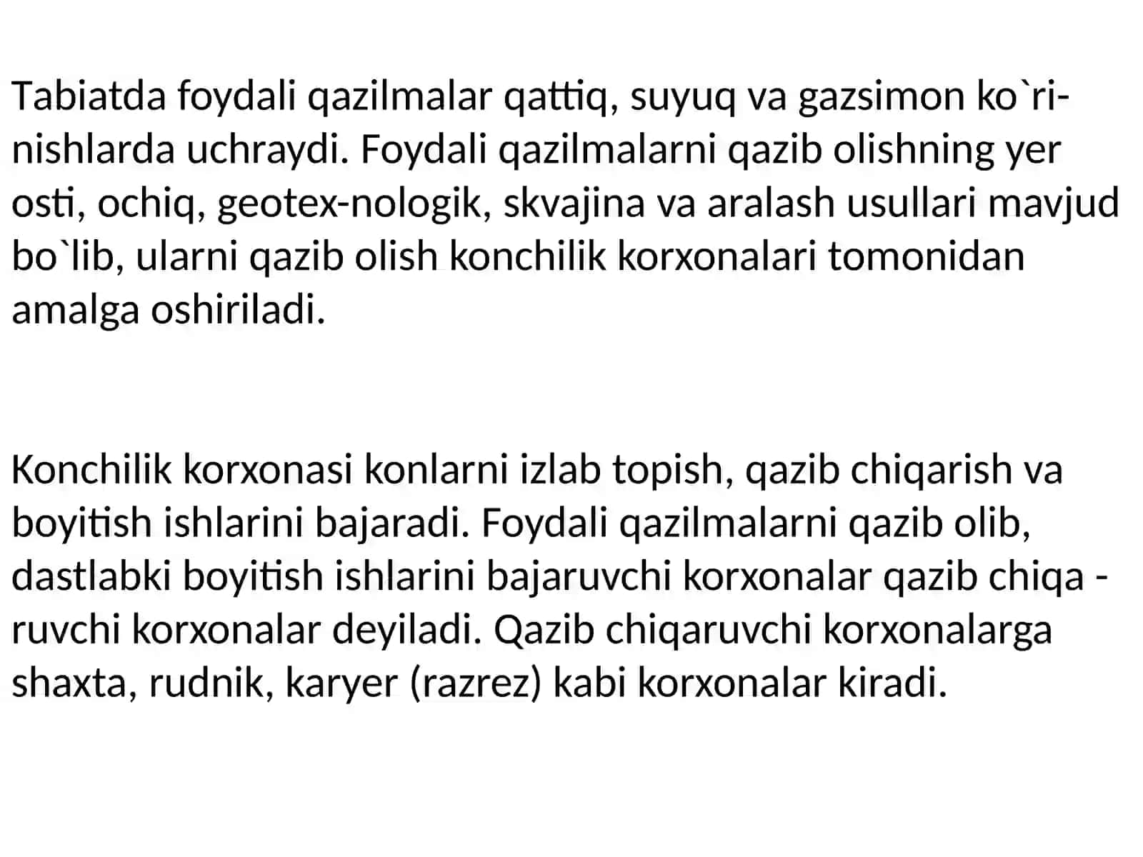 Konchilik korxonalaridagi o'ziga xos sharoitlar 3