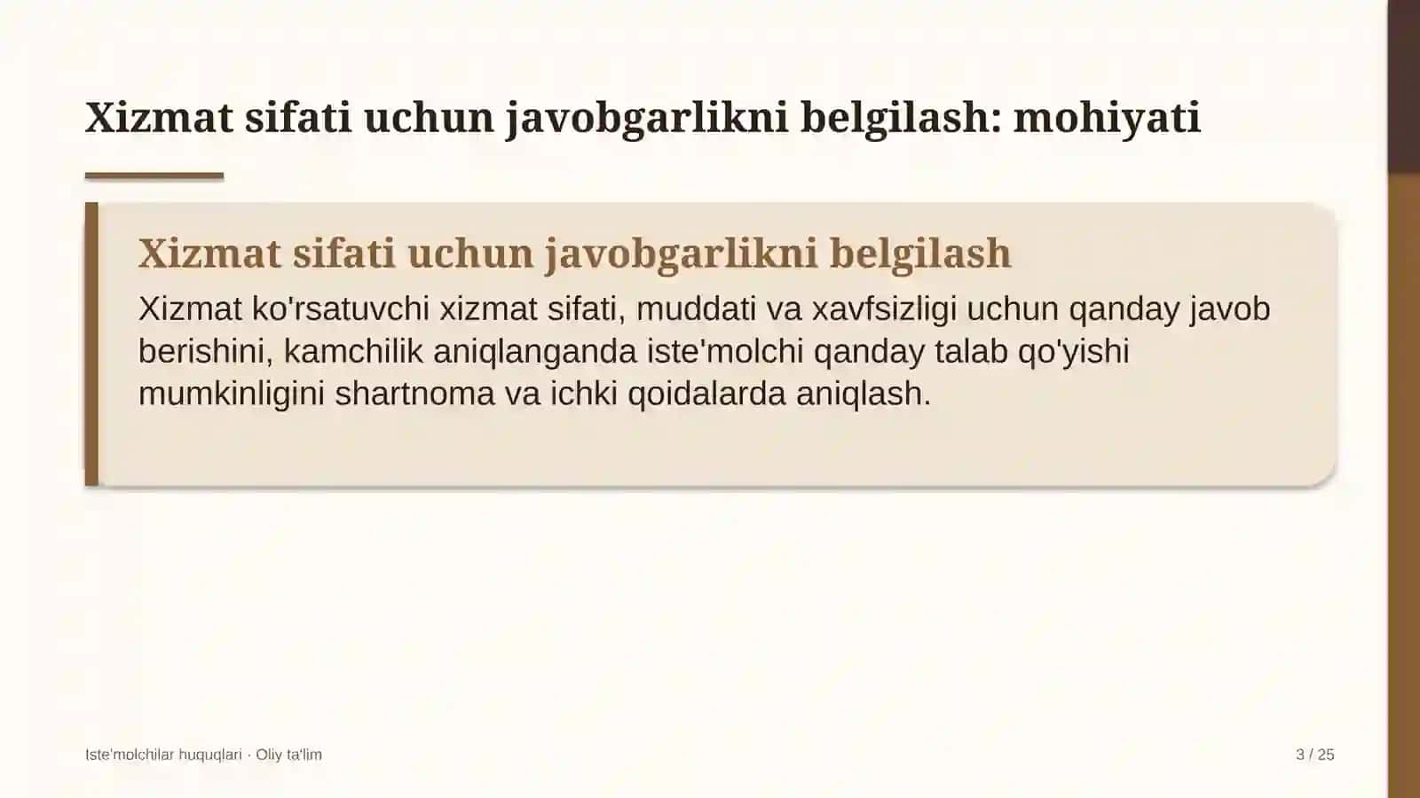 Iste'molchilar huquqlari · Oliy ta'lil 3