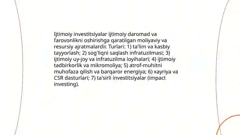 Ijtimoiy investitsiyalar biznes jamiyat rivojlantirishiga qanday hissa qoshadi 3