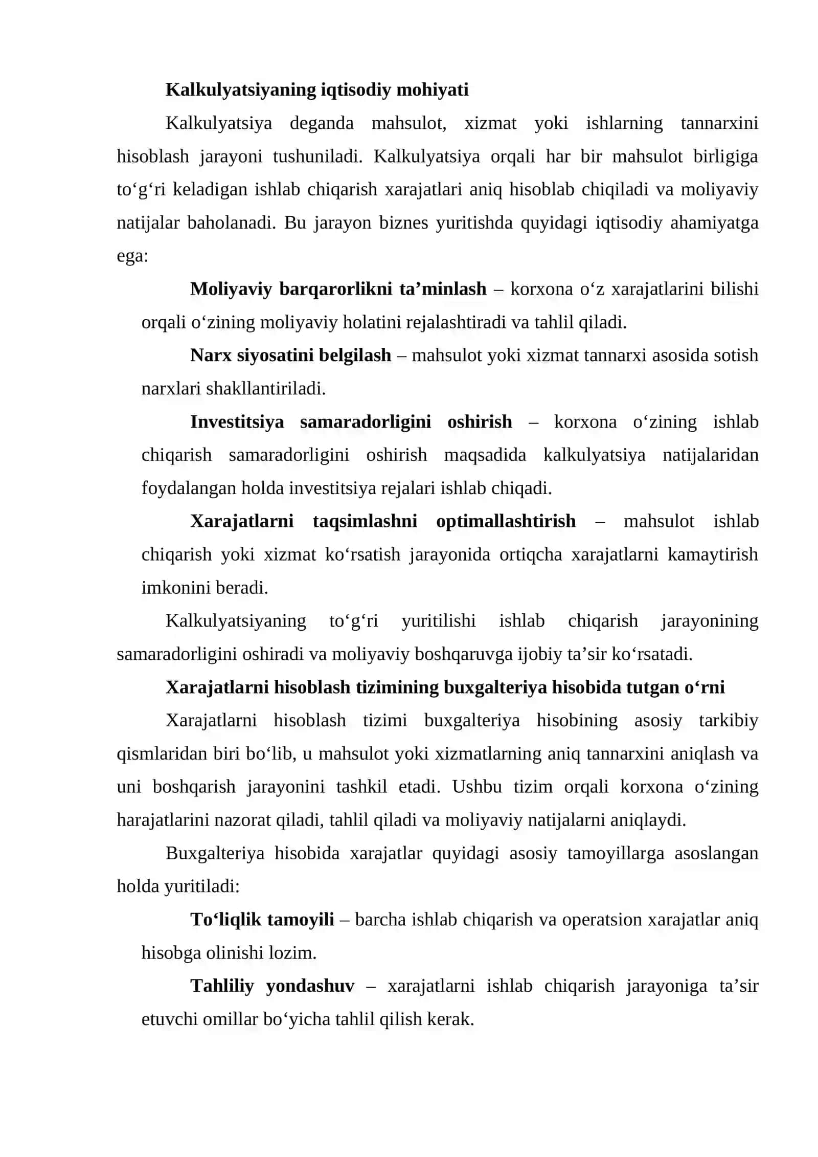 XARAJatlarni to‘la taqsimlab va o‘zgaruvchan xarajatlar bo‘yicha tannarxni kalkulyatsiya qilish usuli 3