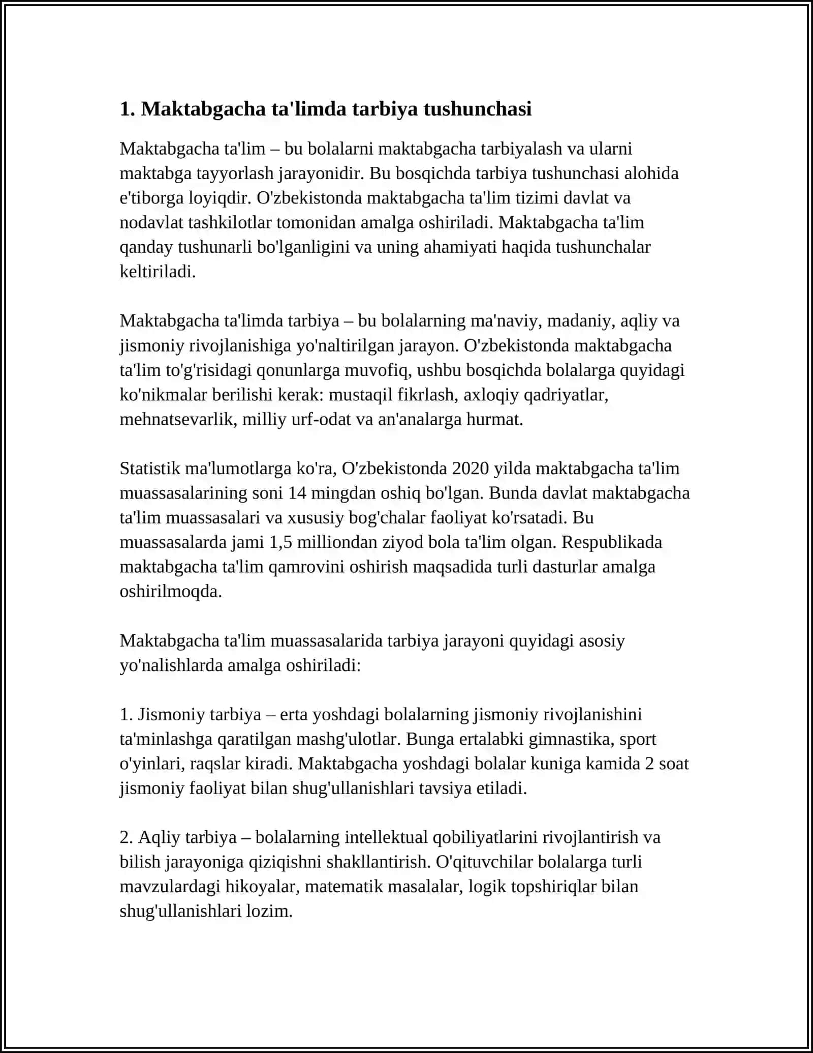 MAKTABGACHA TALIM TASHKILOTLARIDA TARBIYA TURLARI VA ULARNING SHAXS KAMOLOTIGA TASIRI 3