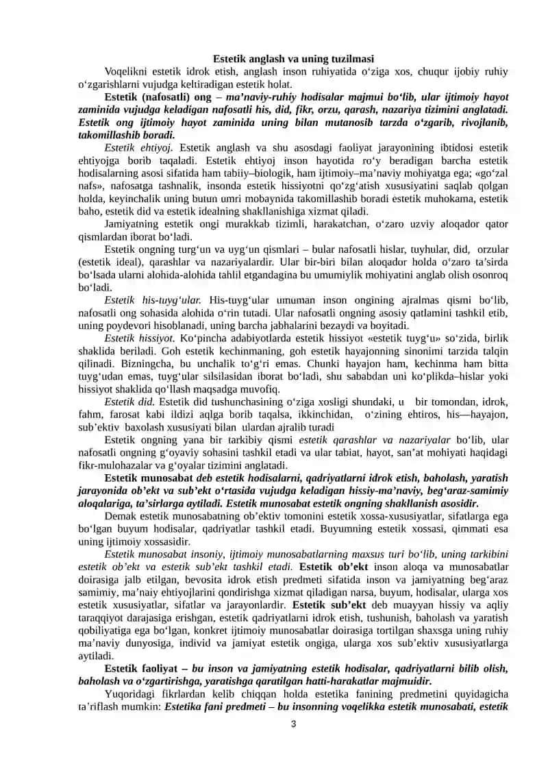 Estetika (Nafosat falsafasi). 3