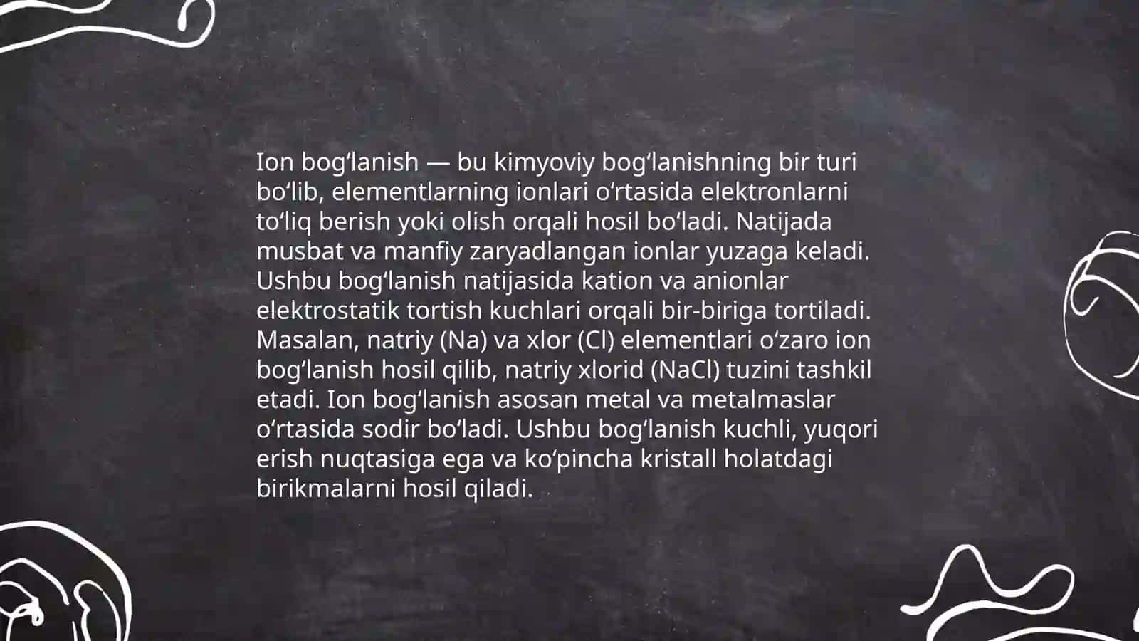 Kimyoviy bogʻlanish turlari 3