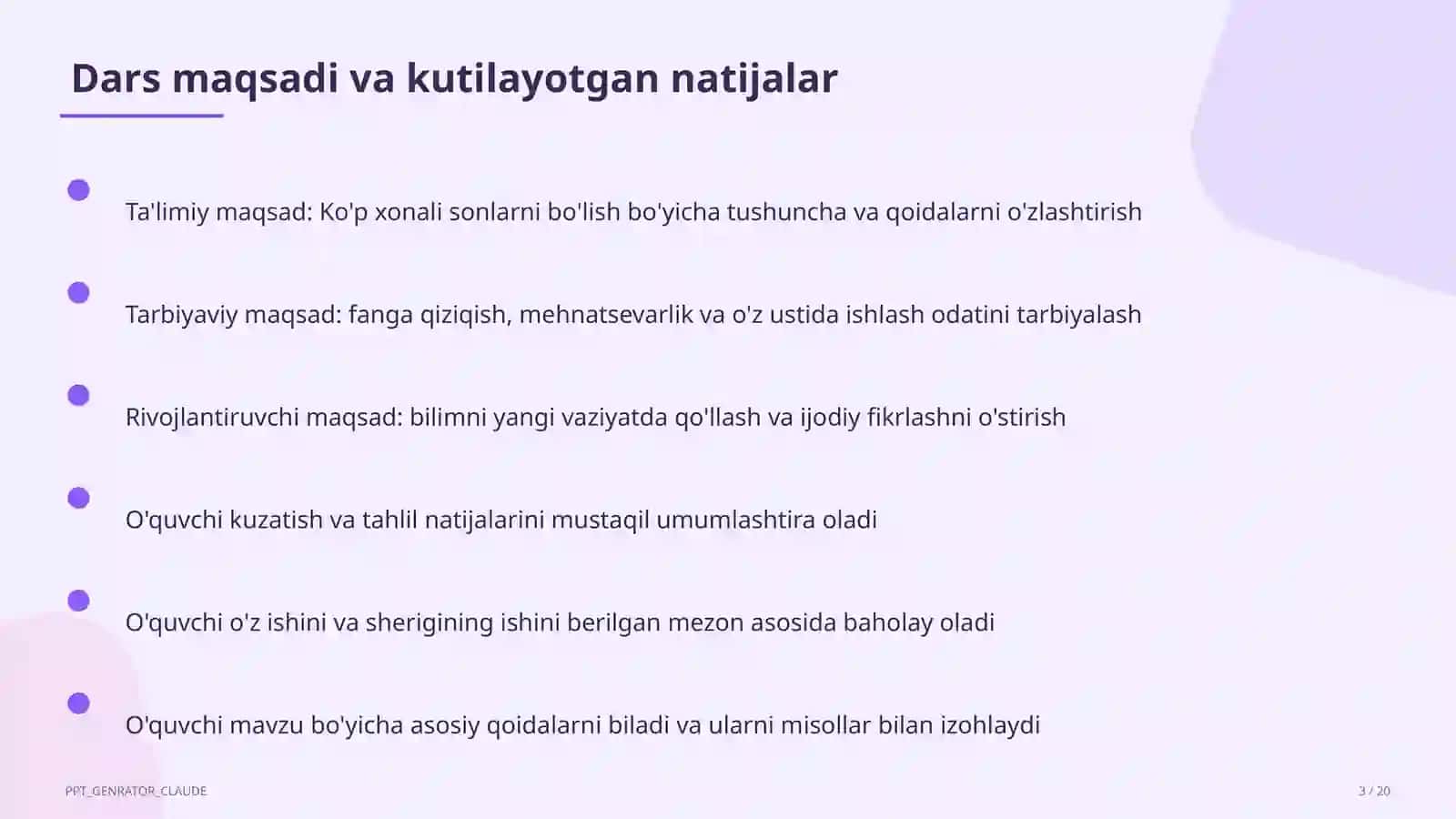 Ko'p xonali sonlarni bo'lish (4-sinf) 3