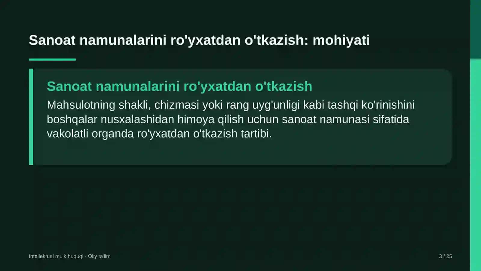 INTELLEKTUAL MULK HUQUQI · OLIY TA'LIM 3