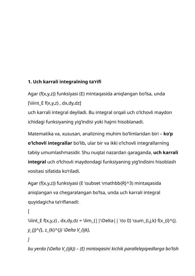 Uch karrali integrallar 3