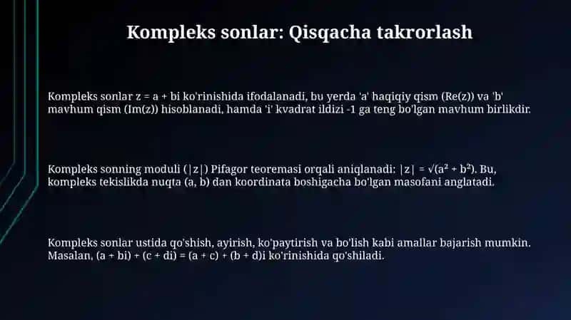 Kompleks sonlarning trigonometrik shakli 3