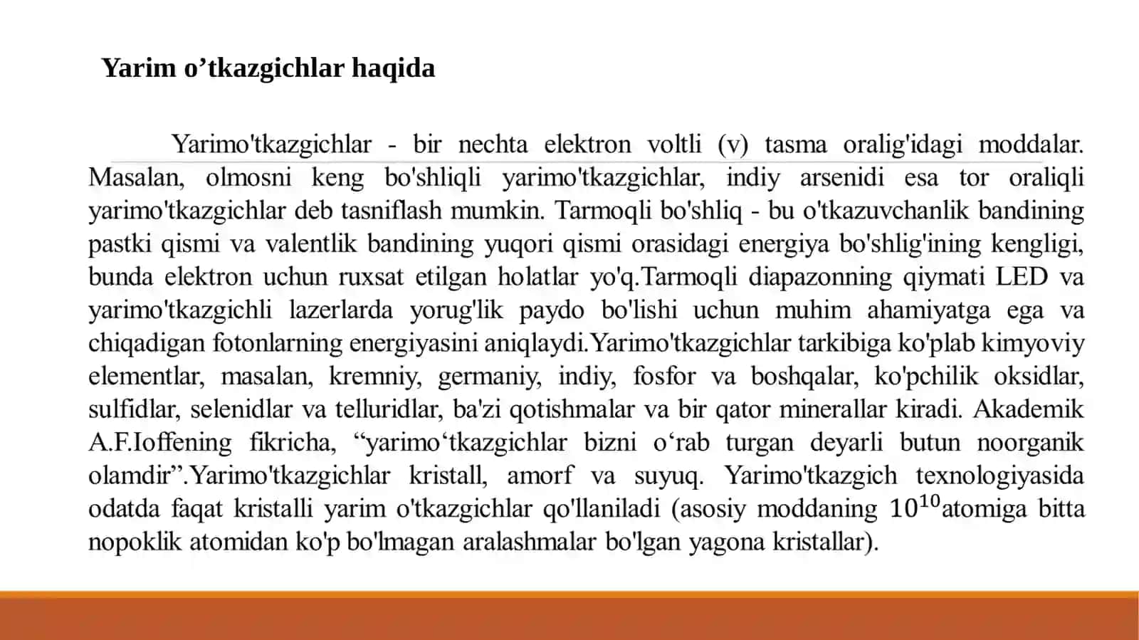 Yarim o’tkazgichli moddalarning energetik zonalari 3
