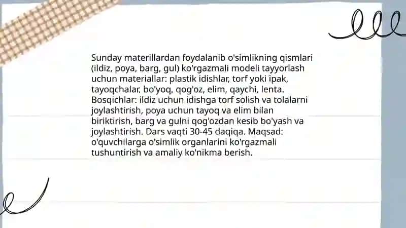 Tabiatshunoslik fanidan mavzular bo'yicha Sunday materillardan ko'rgazmali qurollar tayyorlash 3