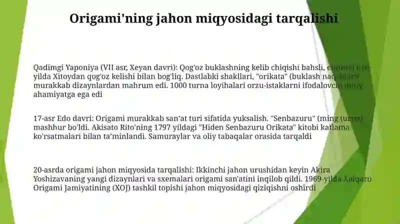 Origami sajatining kelib chiqish tarixi 3