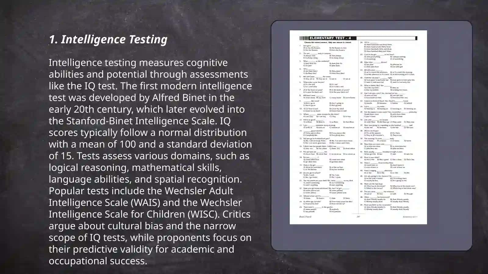 Special ability and achievement tests 3