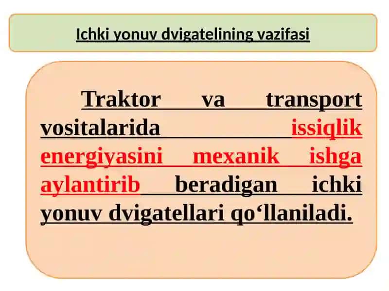 Traktor va transport vositalarini dvigatellarining krivoship-shatun mexanizmini tuzilishi va ishlashini о‘rganish 3
