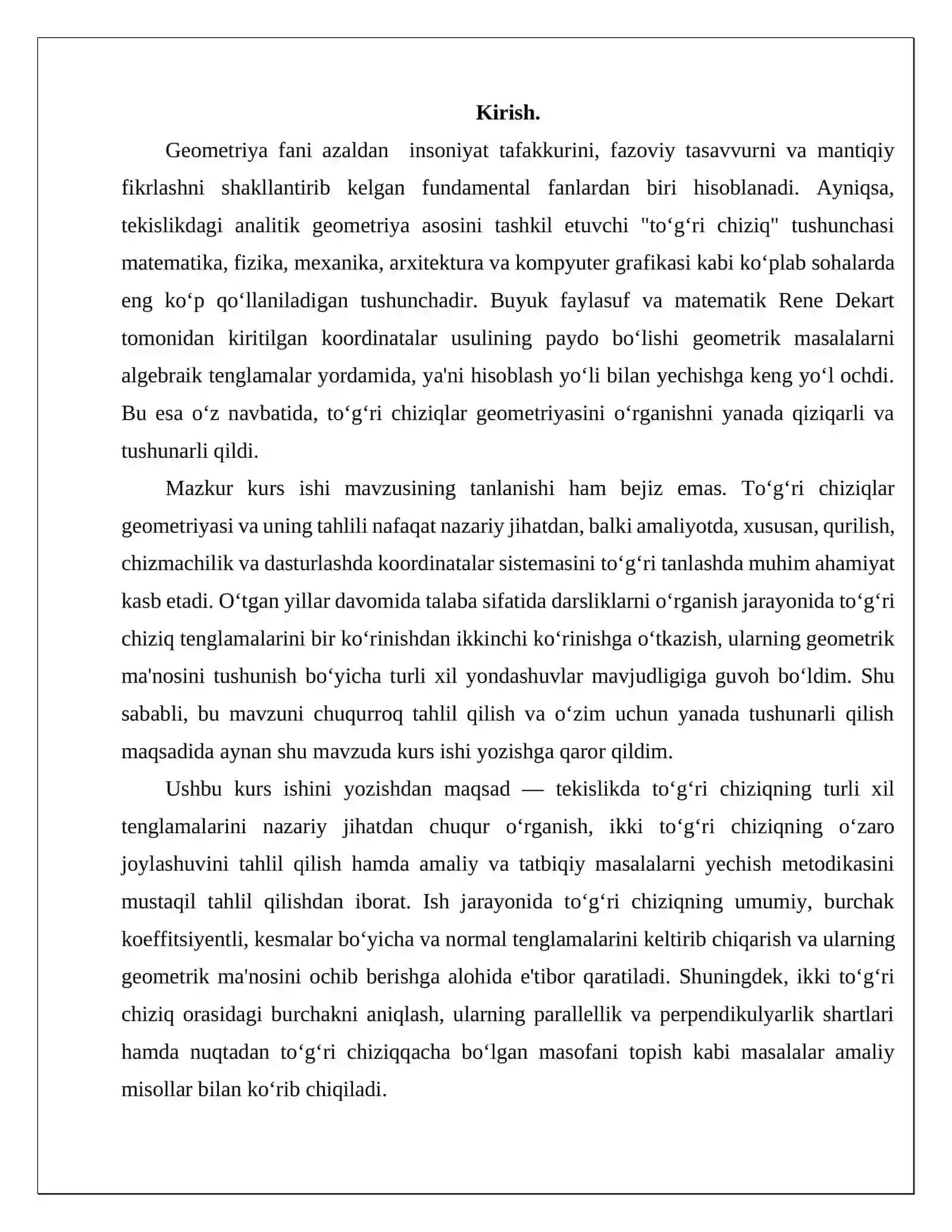 TEKISLIKDA TO‘G‘RI CHIZIQLAR GEOMETRIYASI 3