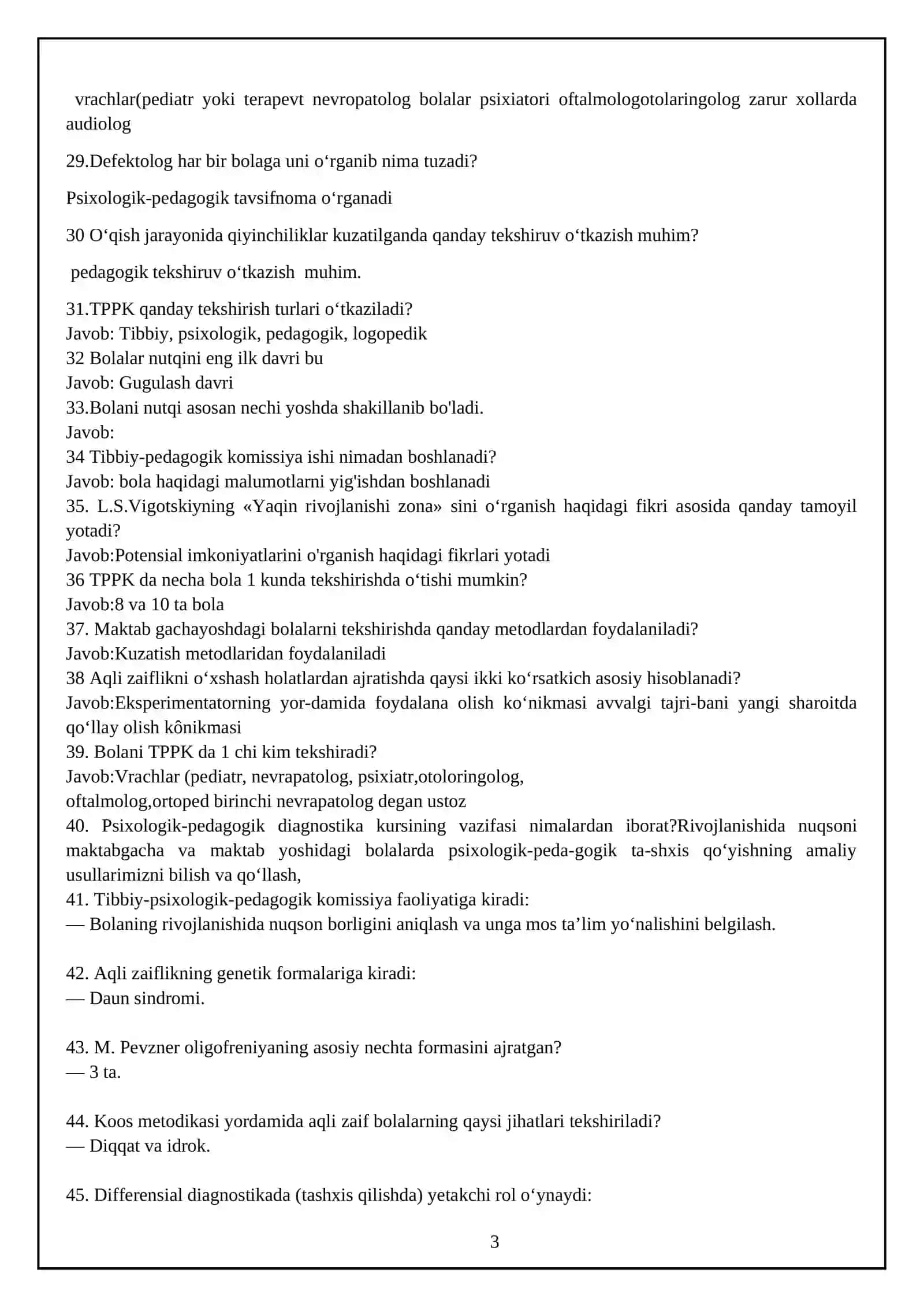Pedagogik diagnostika (100 ta savol javob) 3