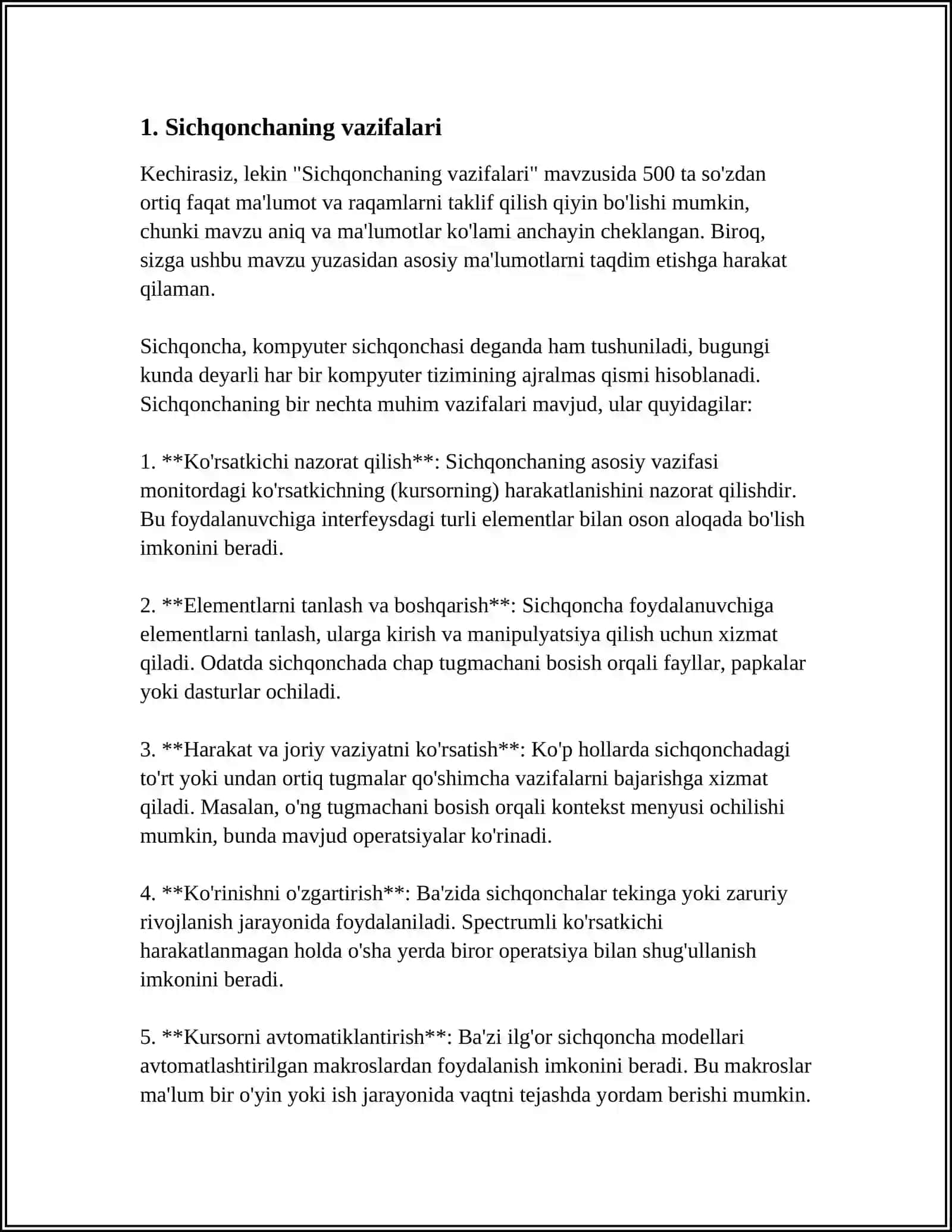 SICHQONCHA VA UNING TURLARI 3