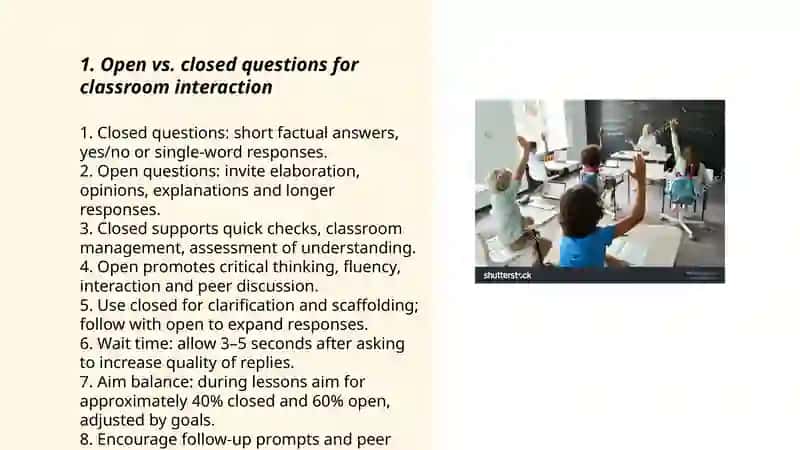 Classroom language: Questioning and giving instructions 3