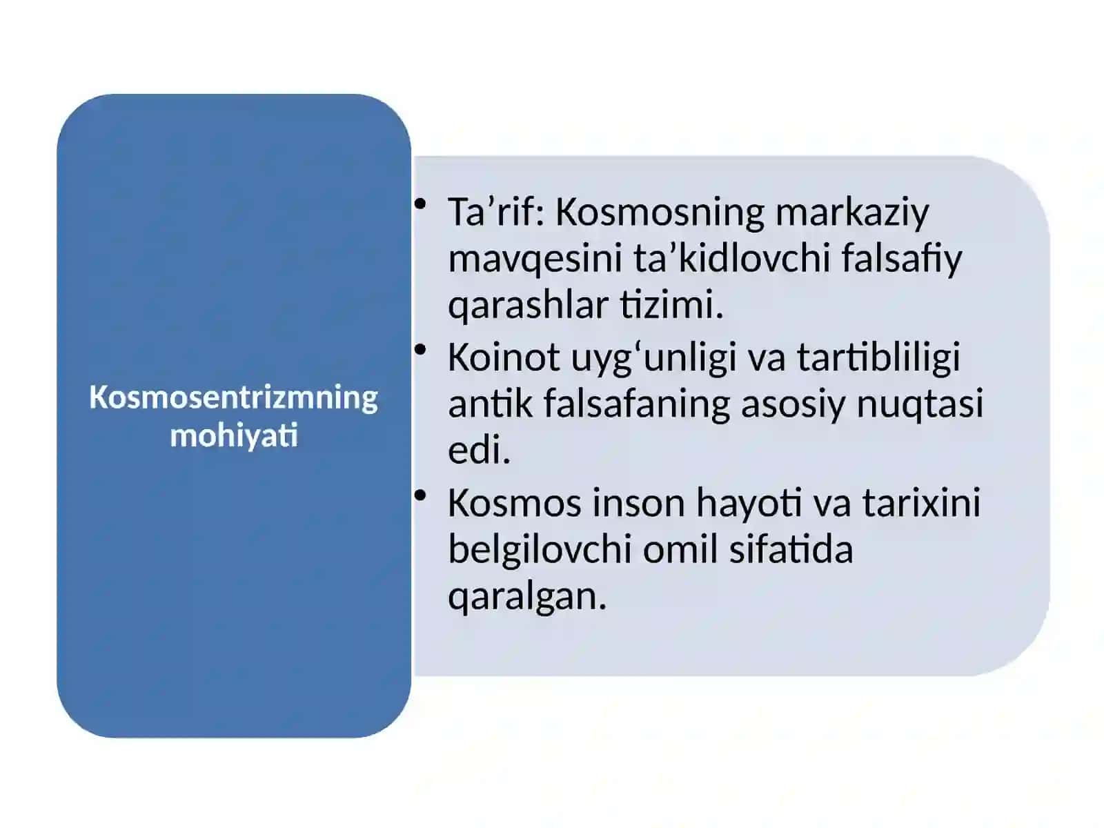 Antik davr tarix falsafasida kosmosentrizm 3