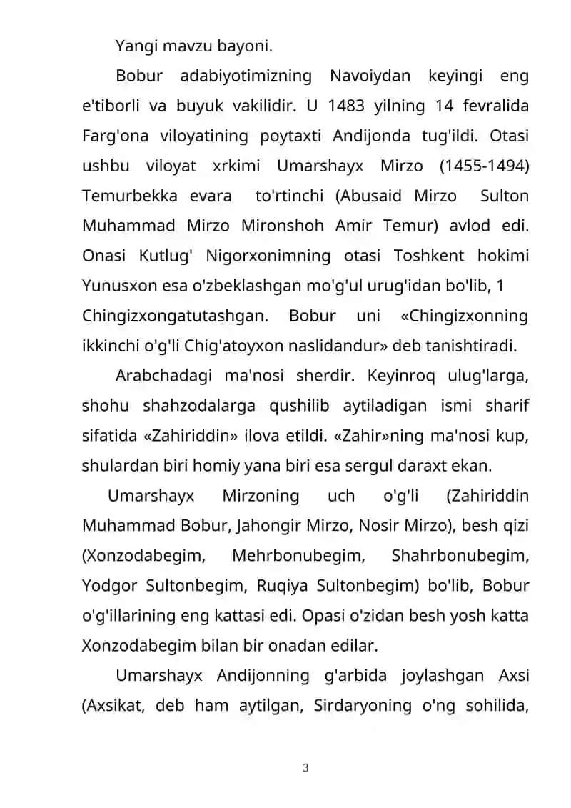 Zahiriddin Muhammad Bobur hayoti va ijodi 3