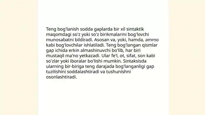Teng bog'lanish sodda gaplarda 3