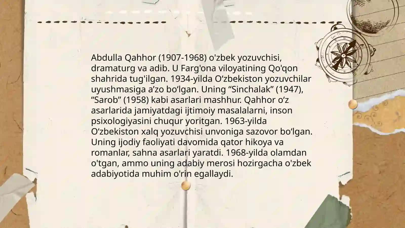 "Abdulla Qahhor satirik hikoyalar ustasi" 3