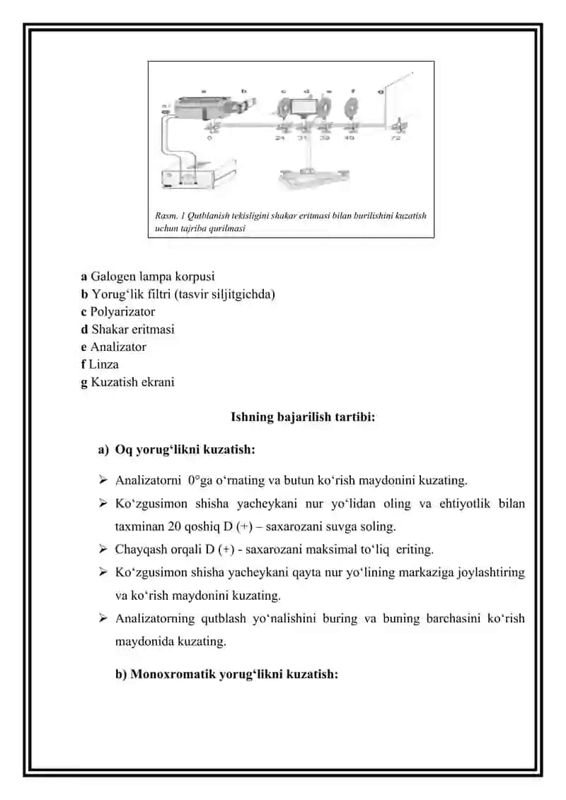 Qutblanish tеkisligining burilishini o‘rganish 3