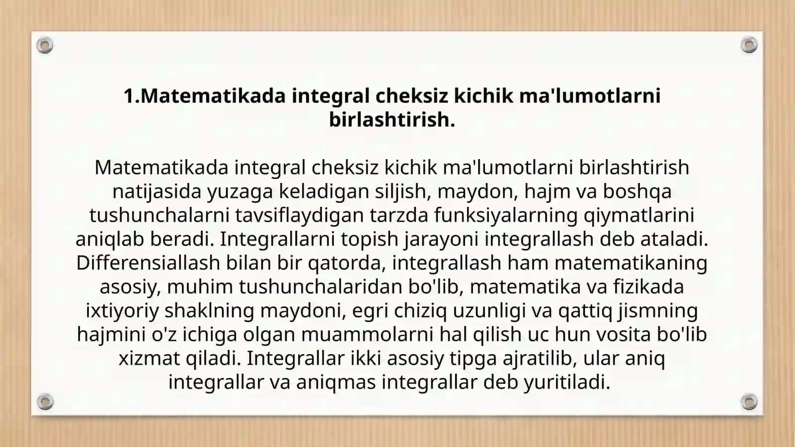 Aniqmas, aniqvaxosmas integrallar 3