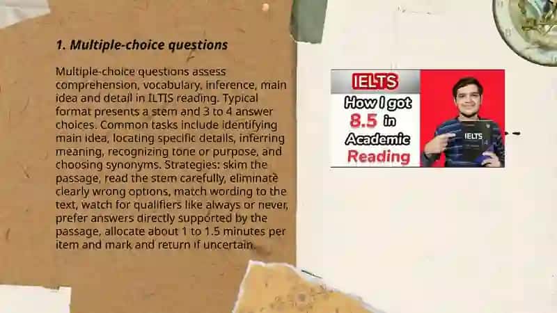 Different question types in iltis reading 3