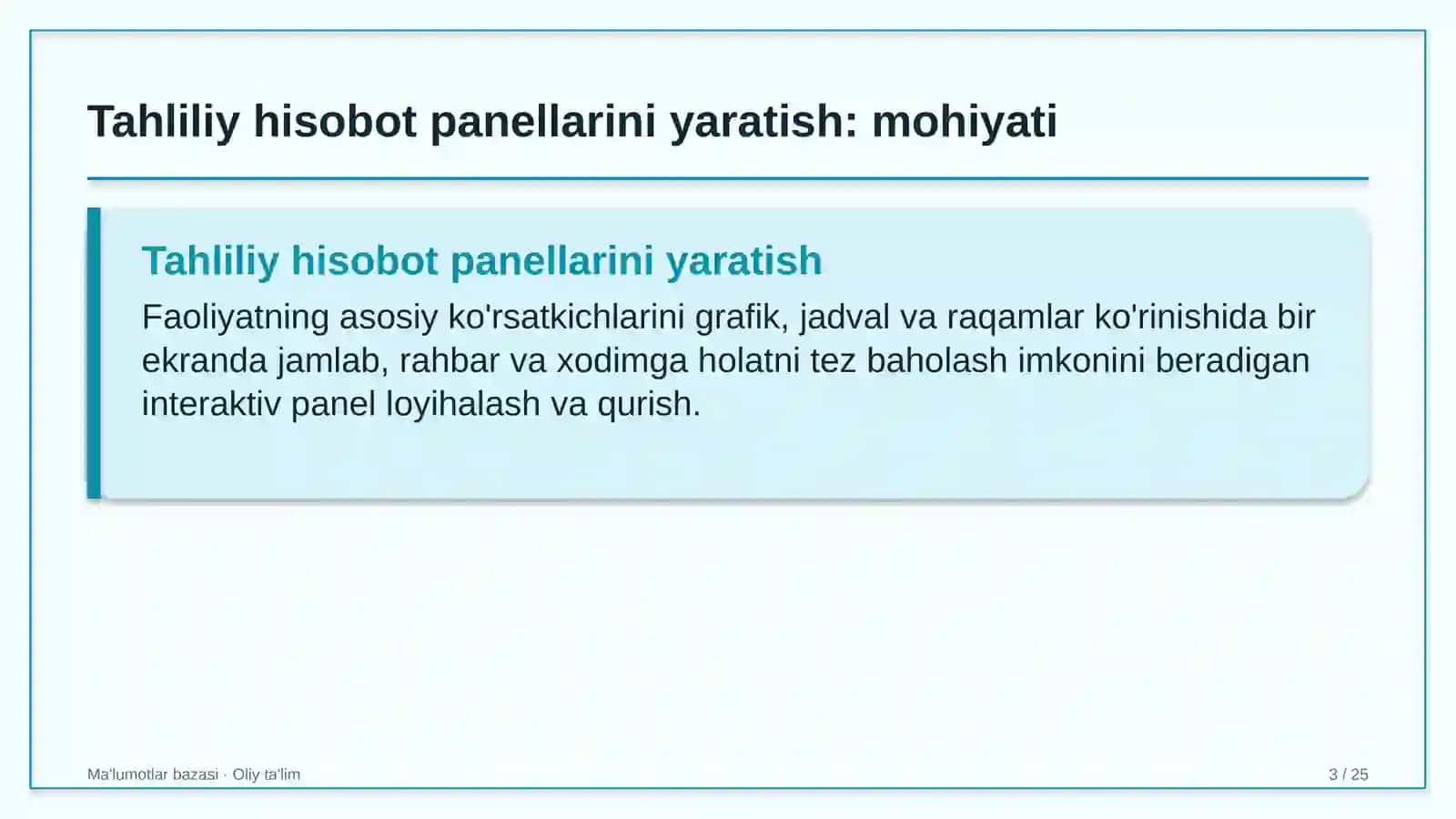 Bioenergetikada tahliliy hisobot panellarini (dashboard) yaratish 3