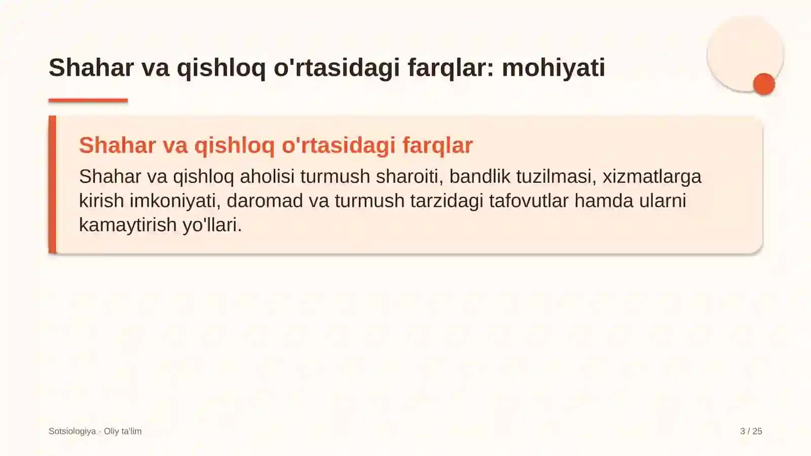 Shahar va qishloq o'rtasidagi farqlar: mohiyati 3