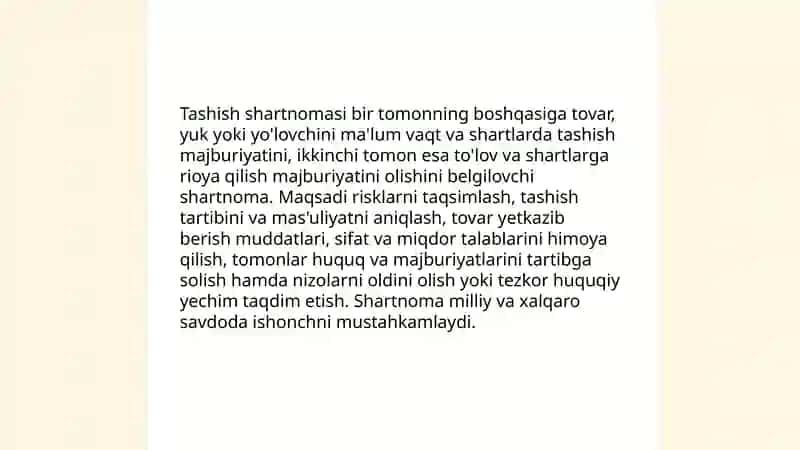 Tashish shartnomasi tushunchasi va turlari 3