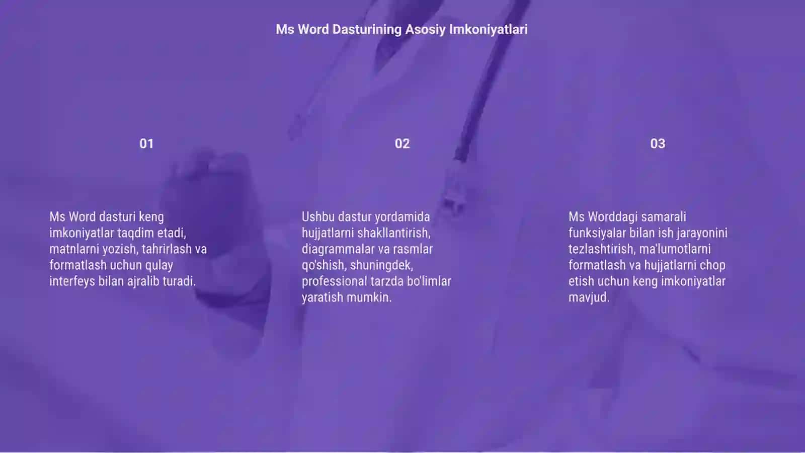 Ms Word dasturi imkonyatlari 3